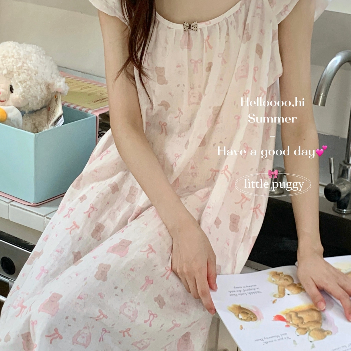 91家纺网 家纺一手货源 找家纺 （总）妍景家居生活馆 2026新款双层纱小飞袖睡裙