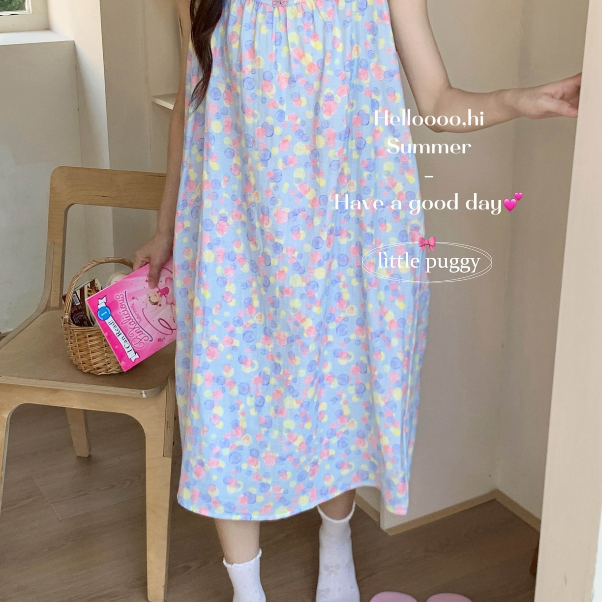 91家纺网 家纺一手货源 找家纺 妍景家居生活馆 2026新款双层纱小飞袖睡裙 梦幻泡泡