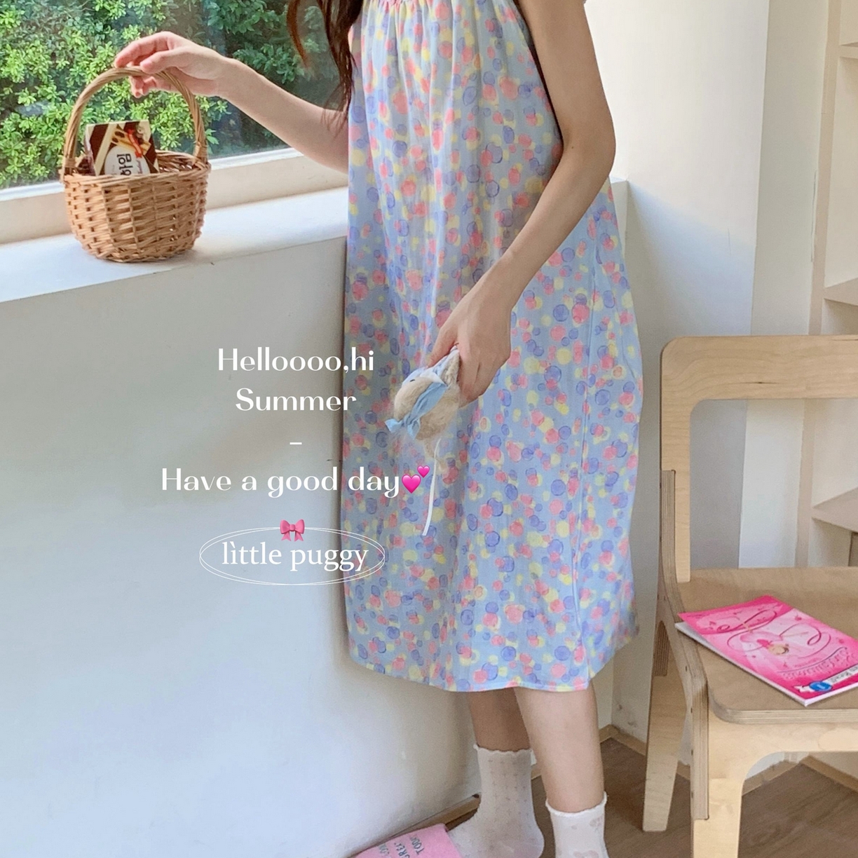 91家纺网 家纺一手货源 找家纺 妍景家居生活馆 2026新款双层纱小飞袖睡裙 梦幻泡泡