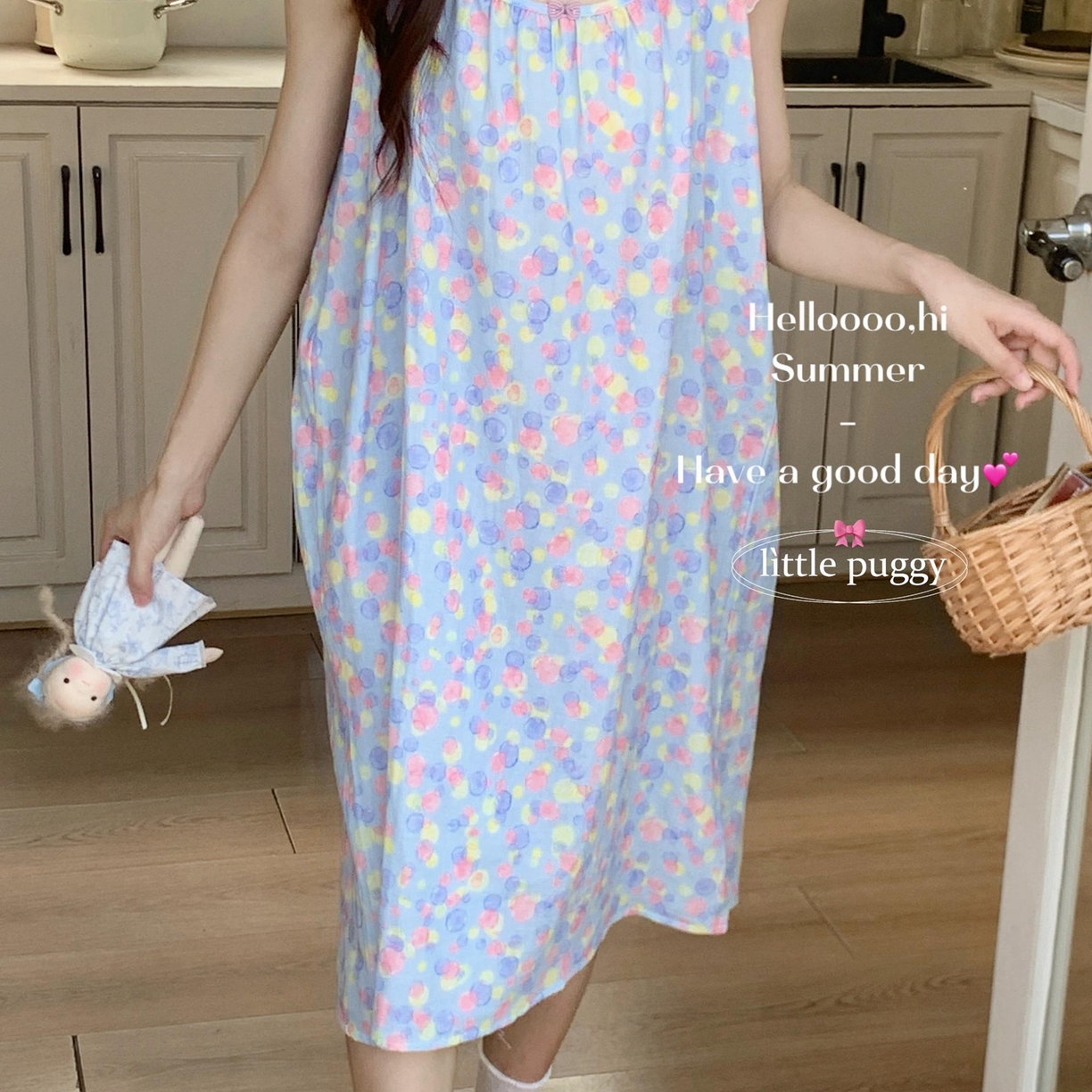 91家纺网 家纺一手货源 找家纺 妍景家居生活馆 2026新款双层纱小飞袖睡裙 梦幻泡泡