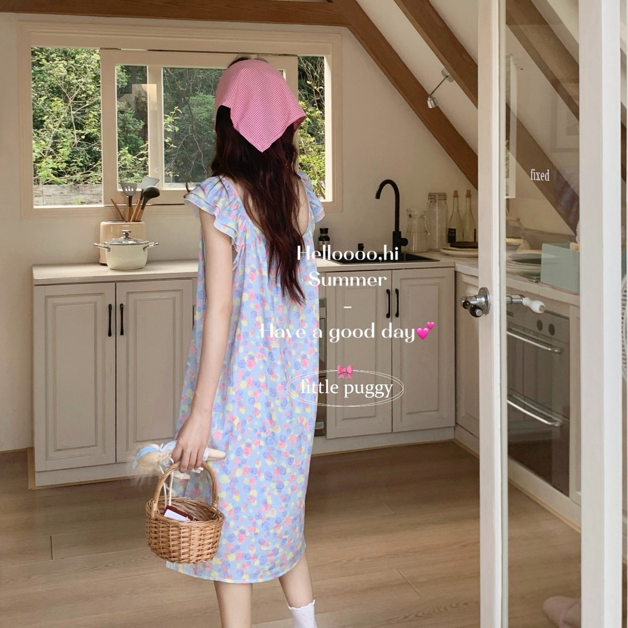 91家纺网 家纺一手货源 找家纺 妍景家居生活馆 2026新款双层纱小飞袖睡裙 梦幻泡泡