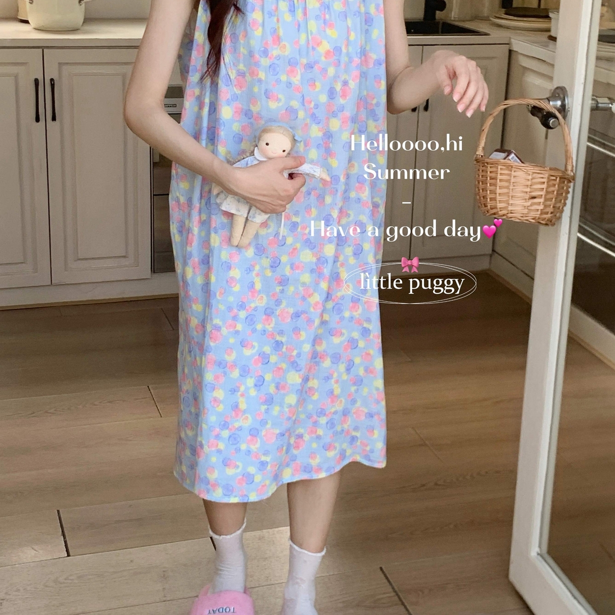 91家纺网 家纺一手货源 找家纺 妍景家居生活馆 2026新款双层纱小飞袖睡裙 梦幻泡泡