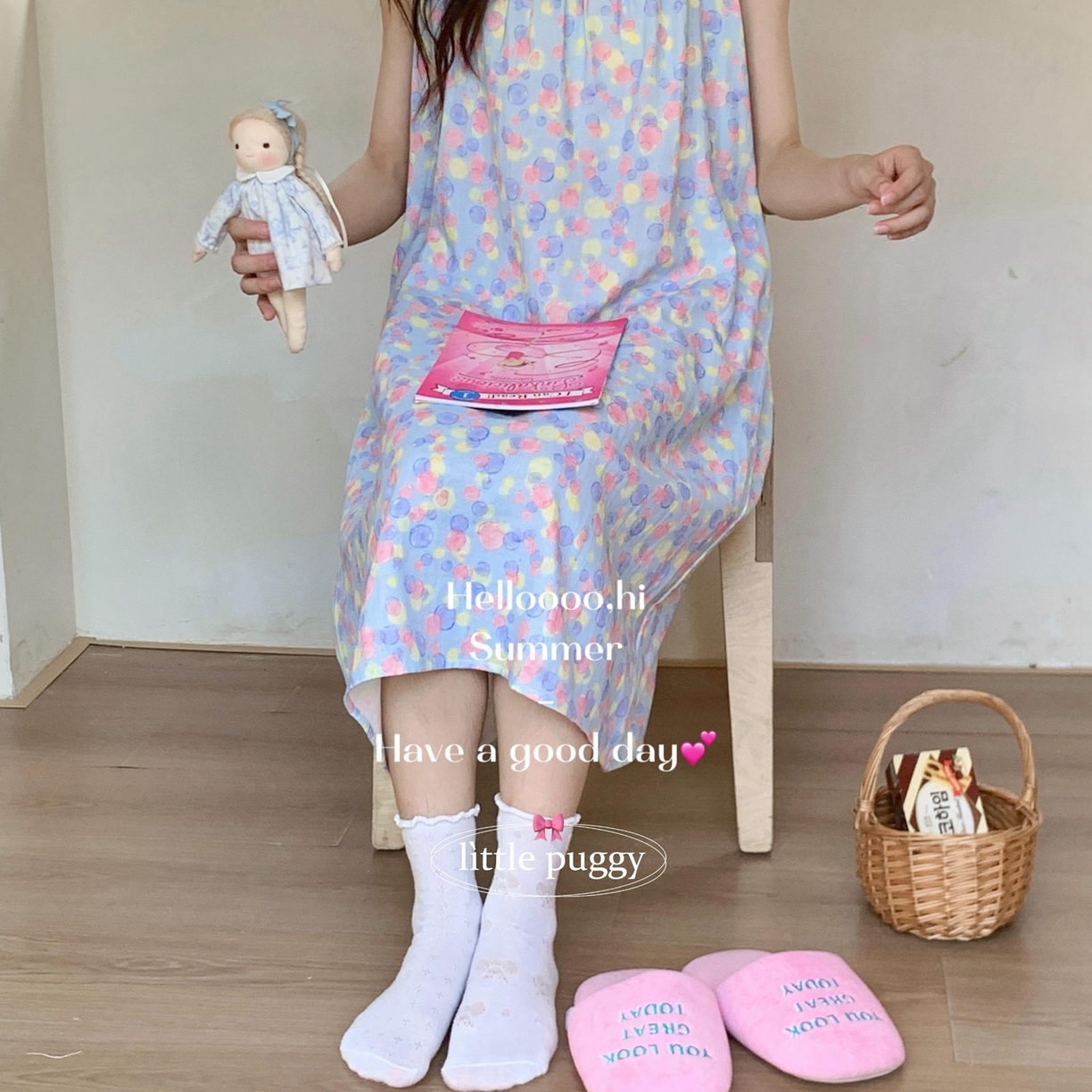 91家纺网 家纺一手货源 找家纺 妍景家居生活馆 2026新款双层纱小飞袖睡裙 梦幻泡泡