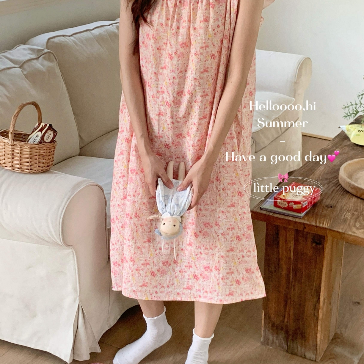 91家纺网 家纺一手货源 找家纺 妍景家居生活馆 2026新款双层纱小飞袖睡裙 彩虹星星雨