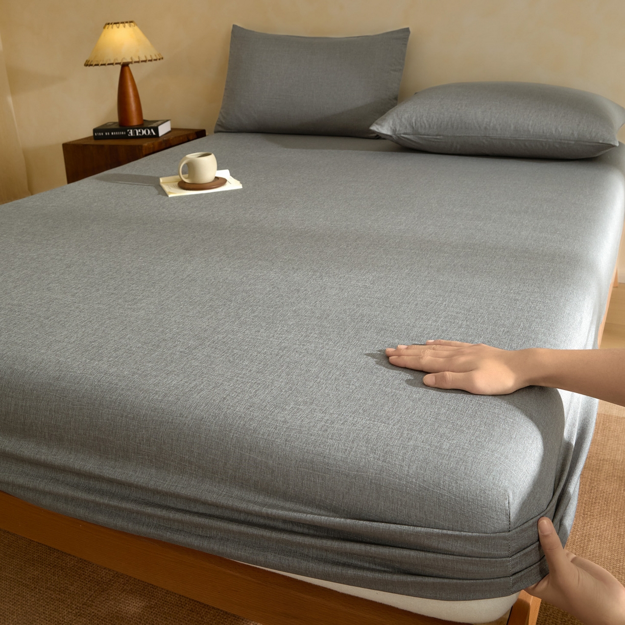 91家纺网 家纺一手货源 找家纺 （总）梵克保罗 2026新品竹纤维床笠凉感纹理感  30%竹纤维 70%超细纤维