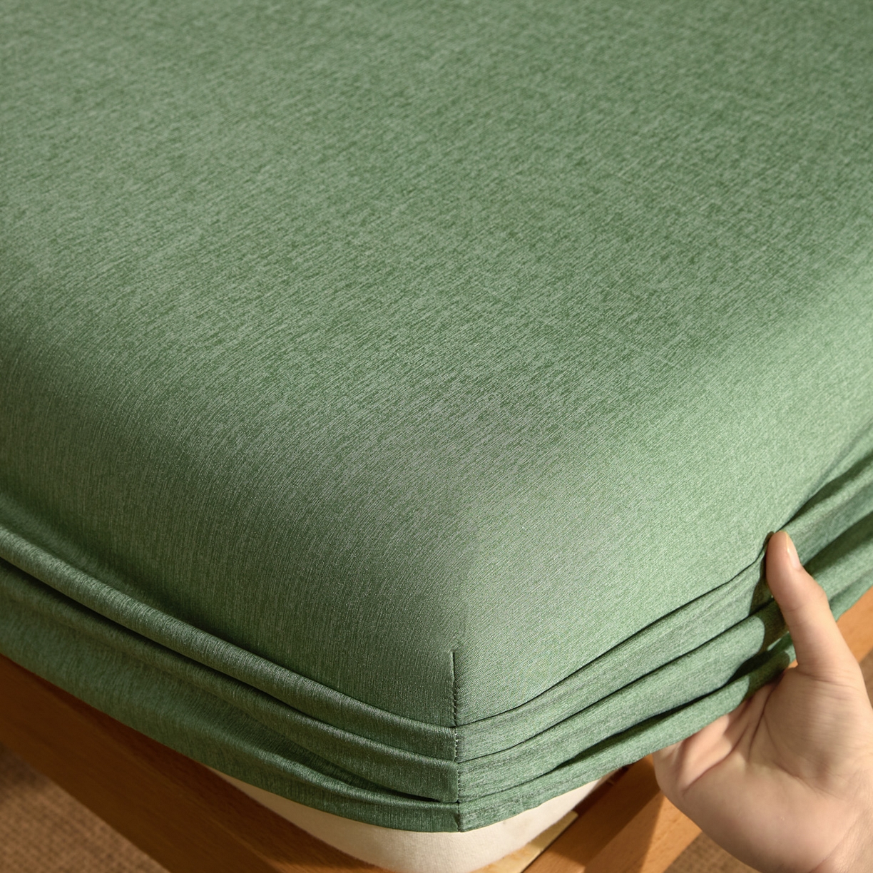 91家纺网 家纺一手货源 找家纺 梵克保罗 2026新品竹纤维床笠凉感纹理感  30%竹纤维 70%超细纤维 竹纤维-绿色