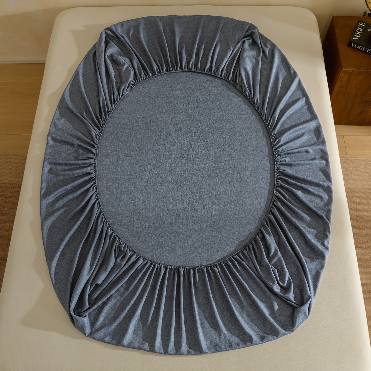 91家纺网 家纺一手货源 找家纺 梵克保罗 2026新品竹纤维床笠凉感纹理感  30%竹纤维 70%超细纤维 竹纤维-深蓝