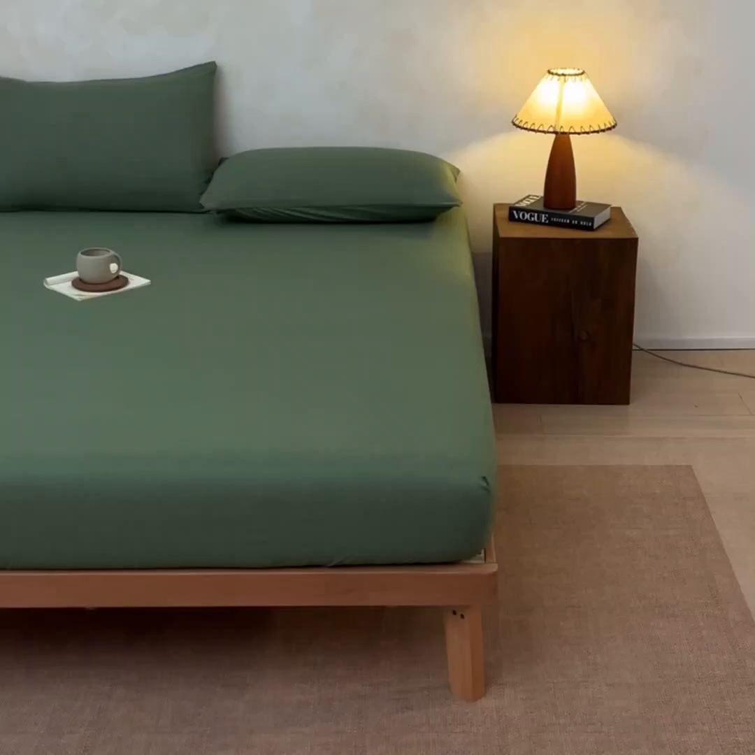 91家纺网 家纺一手货源 找家纺 梵克保罗 2026新品竹纤维床笠凉感纹理感  30%竹纤维 70%超细纤维 竹纤维-绿色