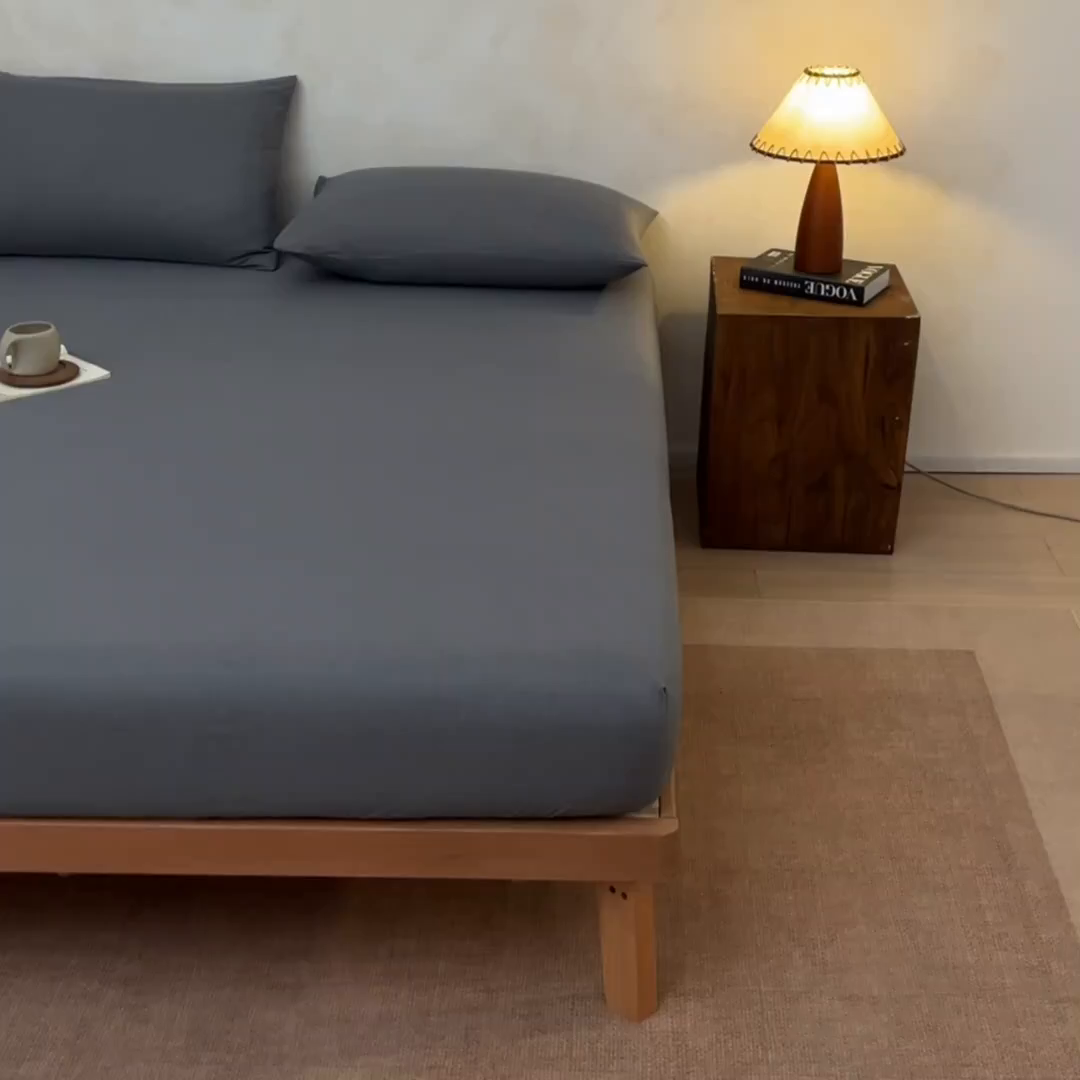 91家纺网 家纺一手货源 找家纺 梵克保罗 2026新品竹纤维床笠凉感纹理感  30%竹纤维 70%超细纤维 竹纤维-浅灰