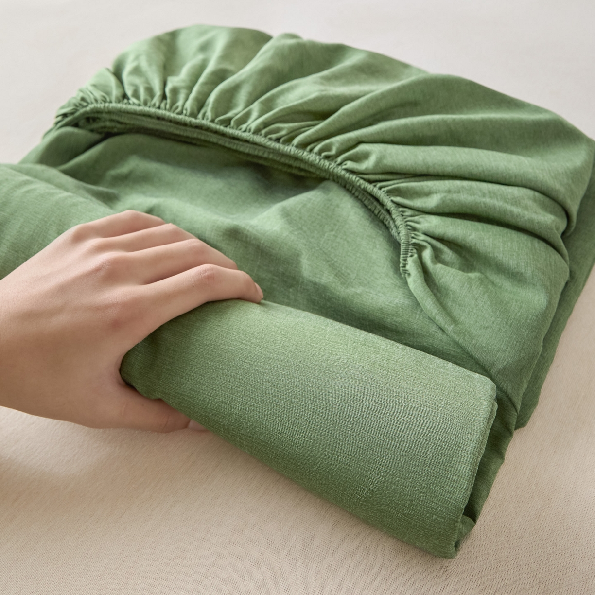 91家纺网 家纺一手货源 找家纺 梵克保罗 2026新品竹纤维床笠凉感纹理感  30%竹纤维 70%超细纤维 竹纤维-绿色