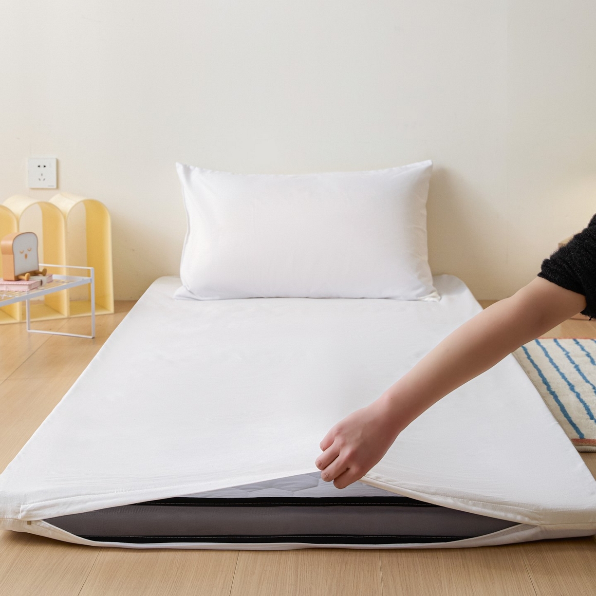 91家纺网 家纺一手货源 找家纺 梵克保罗 2025春夏新款10A抗菌无印风水洗棉夏被四件套 桃玉粉