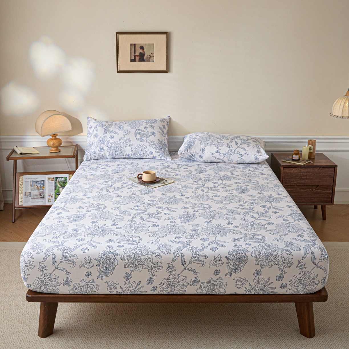 91家纺网 家纺一手货源 找家纺 梵克保罗 2025春夏新款10A抗菌无印风水洗棉夏被四件套 桃玉粉