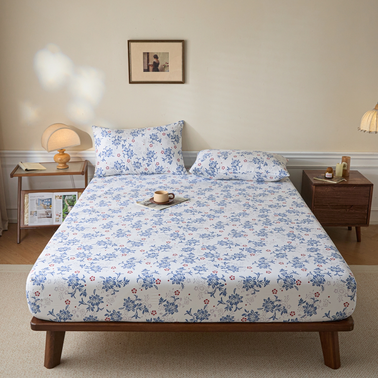 梵克保罗 2026新款全棉专版花型青花瓷系列单品床笠 釉知春