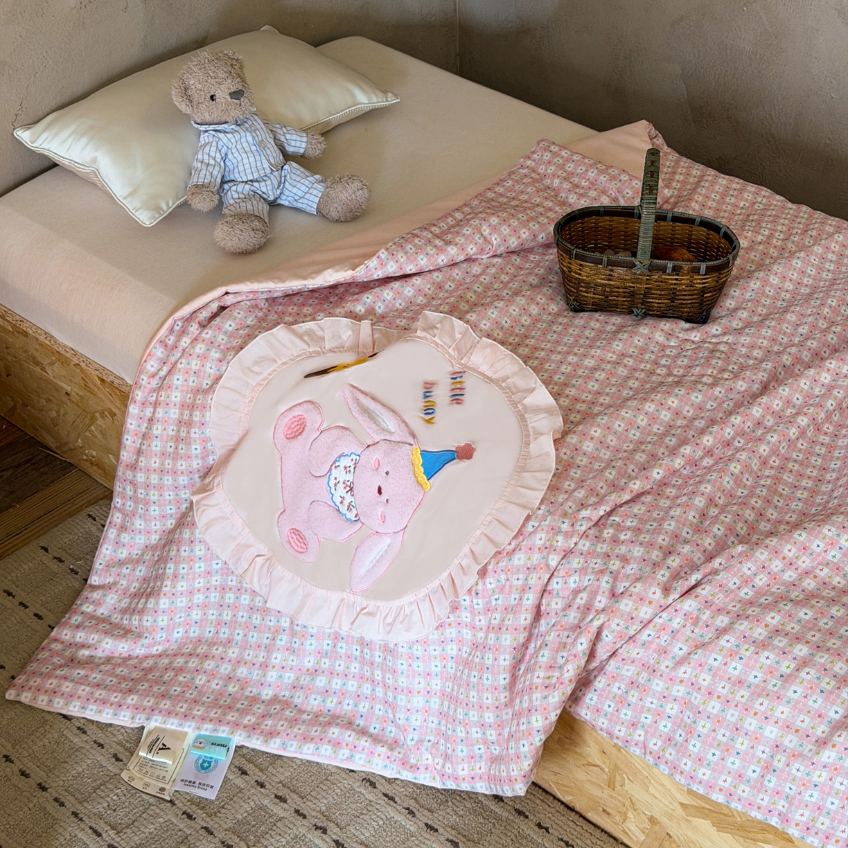 91家纺网 家纺一手货源 找家纺 （总）喜多兔儿童家纺 2026新款A类全棉双层纱贴布绣夏被夏凉被空调被