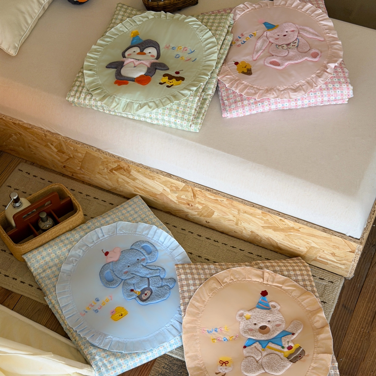 91家纺网 家纺一手货源 找家纺 喜多兔儿童家纺 2026新款A类全棉双层纱贴布绣夏被夏凉被空调被 组合图仅供展示不可下单