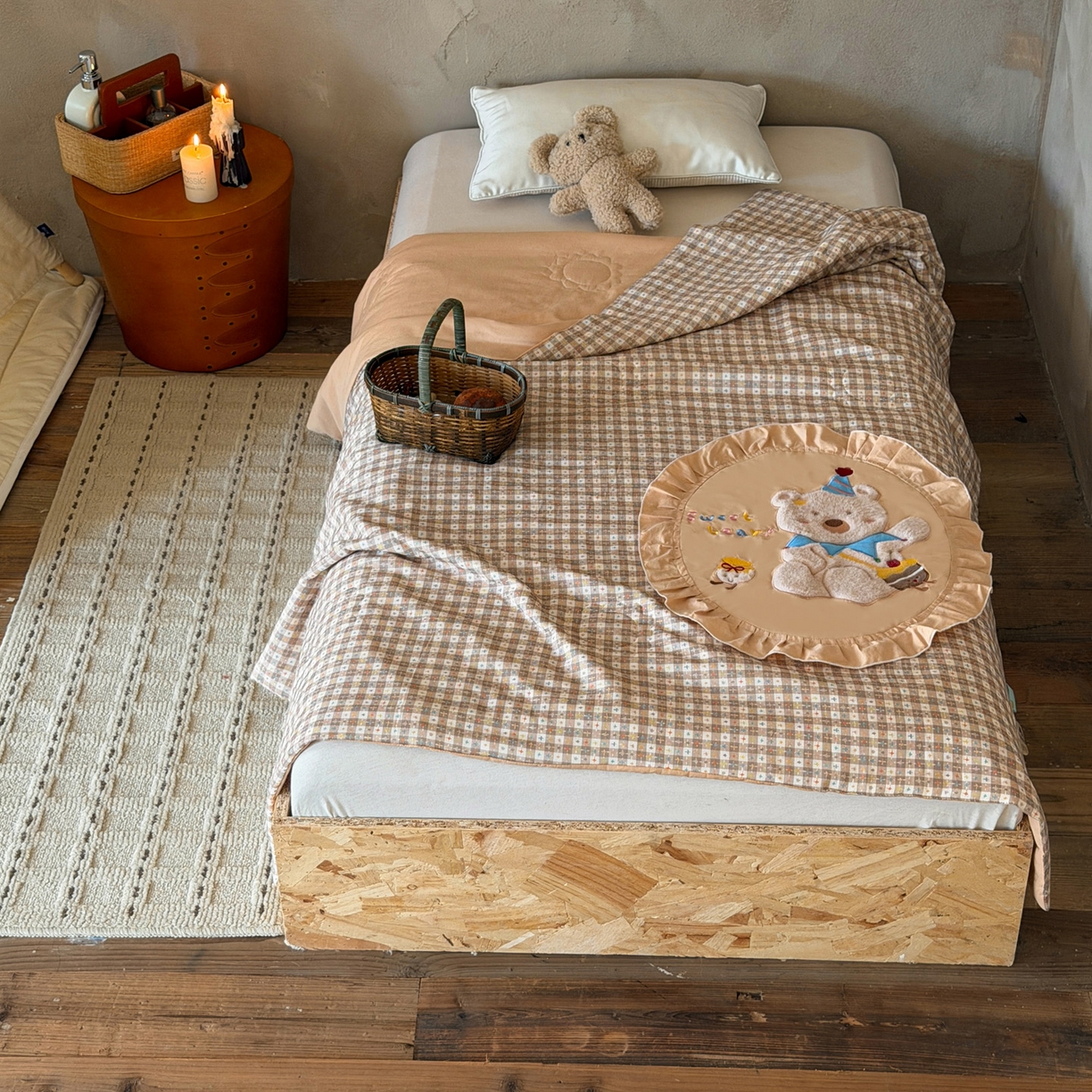 91家纺网 家纺一手货源 找家纺 喜多兔儿童家纺 2026新款A类全棉双层纱贴布绣夏被夏凉被空调被 卡其色邦迪小熊