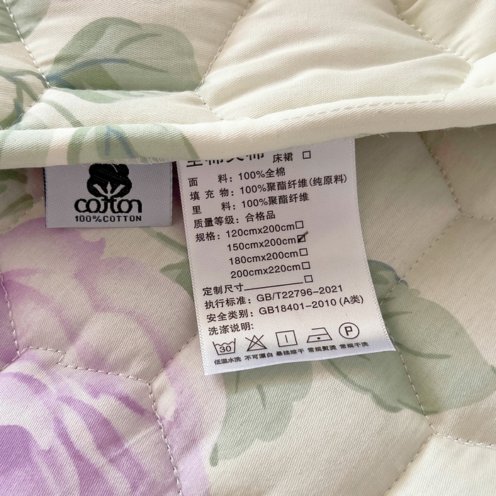 91家纺网 家纺一手货源 找家纺 情煊家纺 2026新款全棉纯棉夹棉床裙单件床裙单品 假日玫瑰