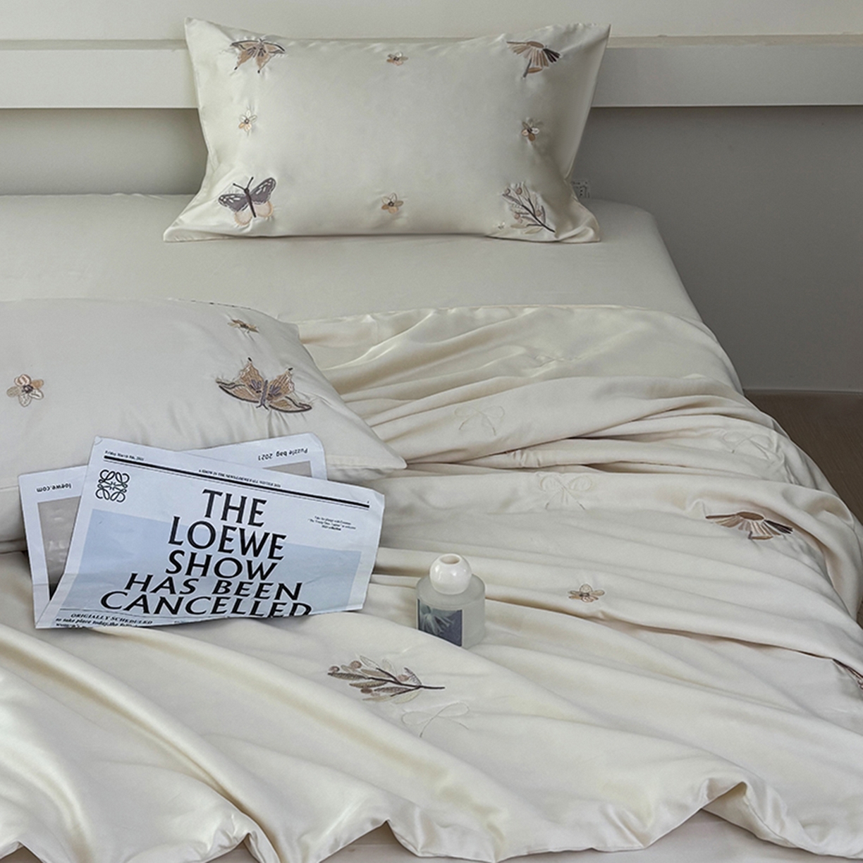 91家纺网 家纺一手货源 找家纺 波比可可 2026新款春夏凉感莱赛尔60支兰精天丝绣花夏被四件套 蝴蝶恋曲