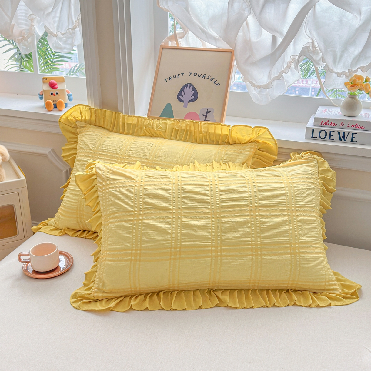 91家纺网 家纺一手货源 找家纺 （总）梵克保罗 2026新款公主风小清新泡泡纱花边枕套