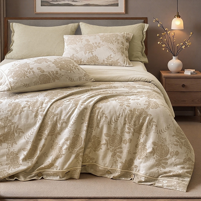 91家纺网 家纺一手货源 找家纺 （总）树下 2026新款60S天丝刺绣花边四件套-疏影