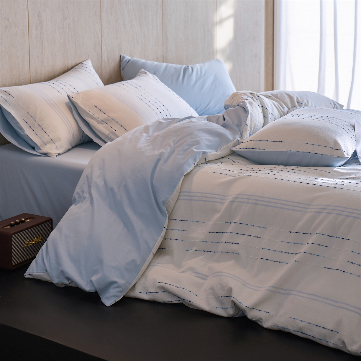 91家纺网 家纺一手货源 找家纺 （总）安莱生活  2026年新款菊花纱缎染全棉提花云染织梦四件套