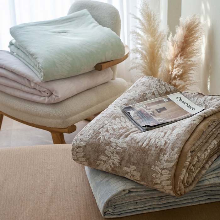 如一 2026新款60S全棉色织提花三层纱夏被四件套-诗韵系列 组合