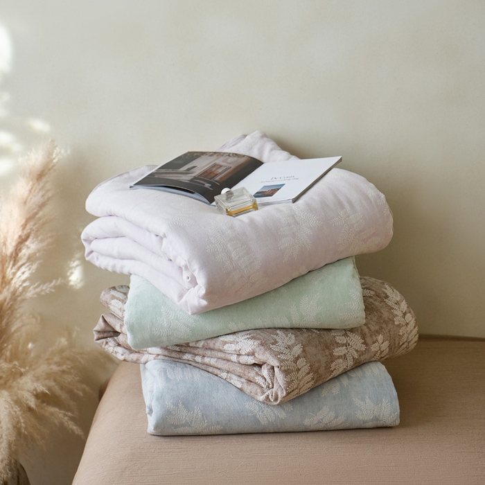 91家纺网 家纺一手货源 找家纺 如一 2026新款60S全棉色织提花三层纱夏被四件套-诗韵系列 组合