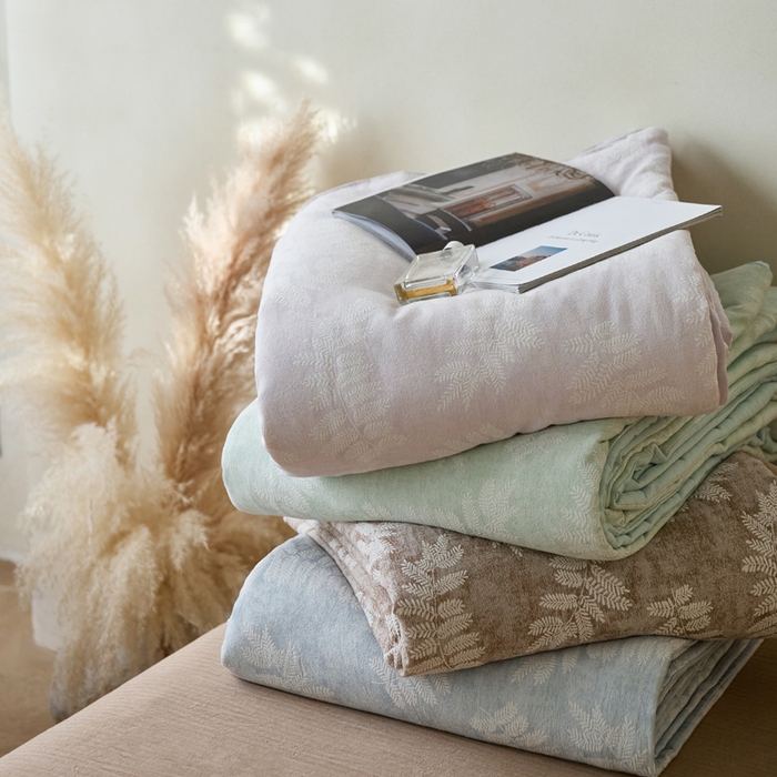 91家纺网 家纺一手货源 找家纺 如一 2026新款60S全棉色织提花三层纱夏被四件套-诗韵系列 组合