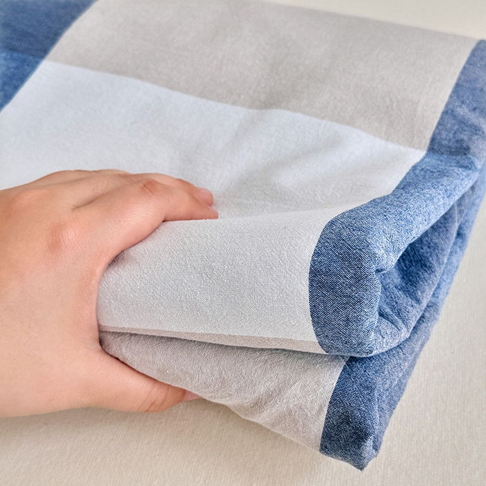 91家纺网 家纺一手货源 找家纺 家贝爱 2026新款全棉纯棉水洗色织被套单件被套单品单被套 大蓝格