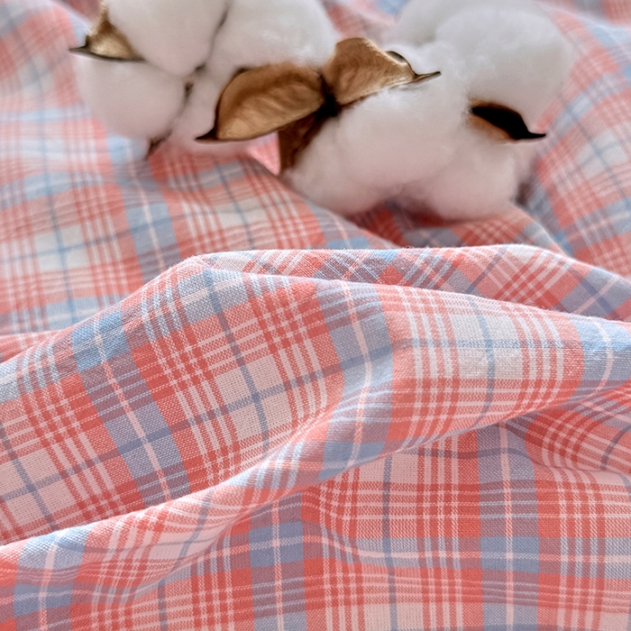 91家纺网 家纺一手货源 找家纺 家贝爱 2026新款全棉纯棉水洗色织被套单件被套单品单被套 粉韵格