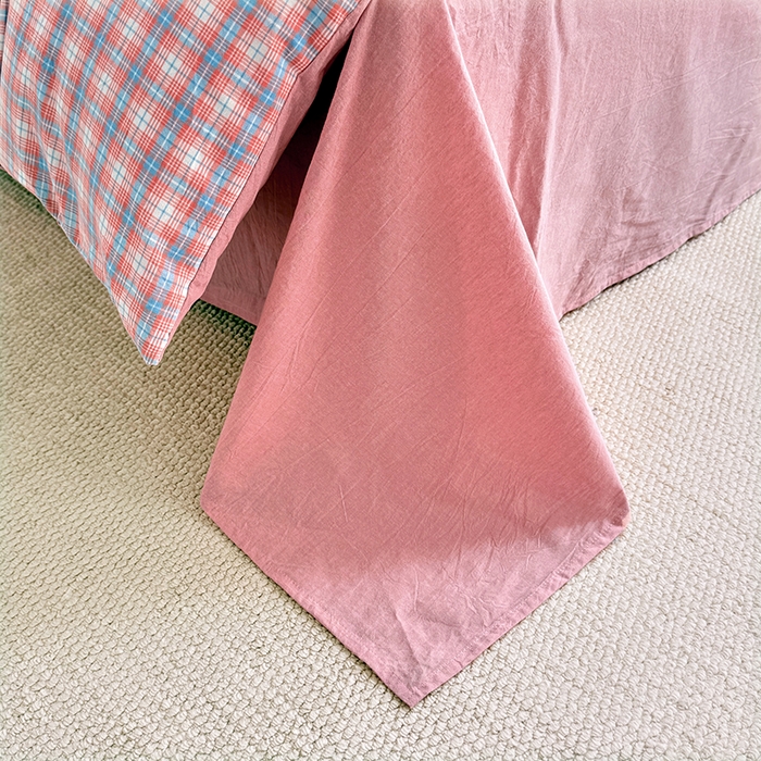 91家纺网 家纺一手货源 找家纺 家贝爱 2026新款全棉纯棉水洗色织被套单件被套单品单被套 粉韵格