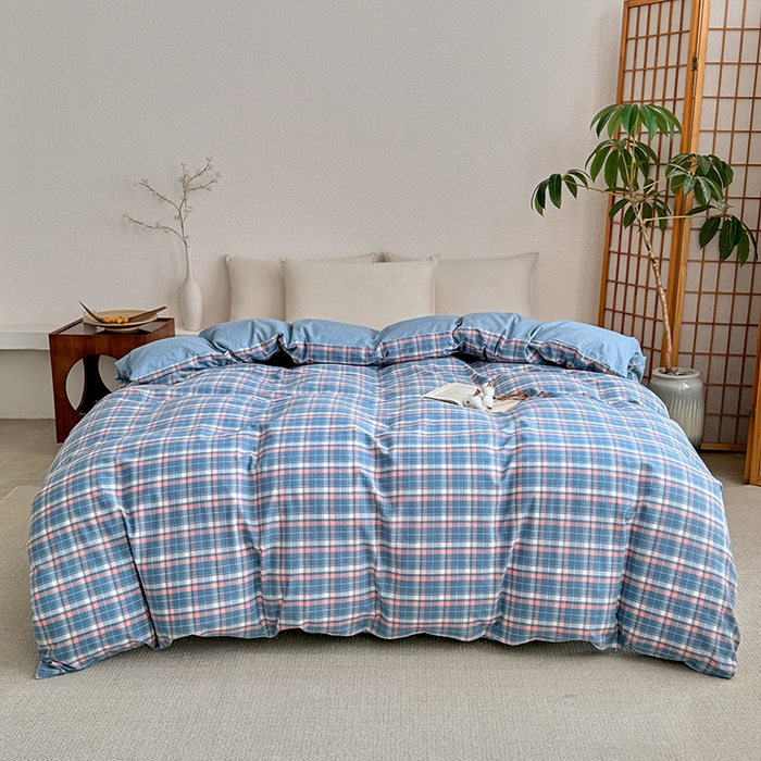 家贝爱 2026新款全棉纯棉水洗色织被套单件被套单品单被套 海蓝格