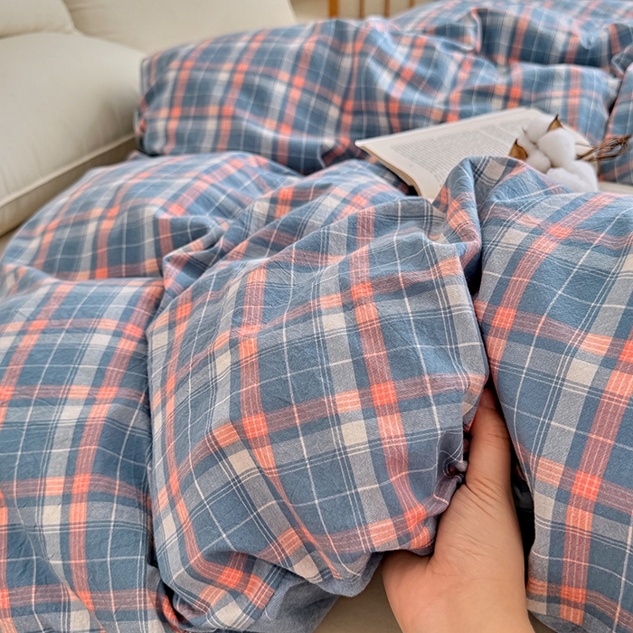 91家纺网 家纺一手货源 找家纺 家贝爱 2026新款全棉纯棉水洗色织被套单件被套单品单被套 海蓝格