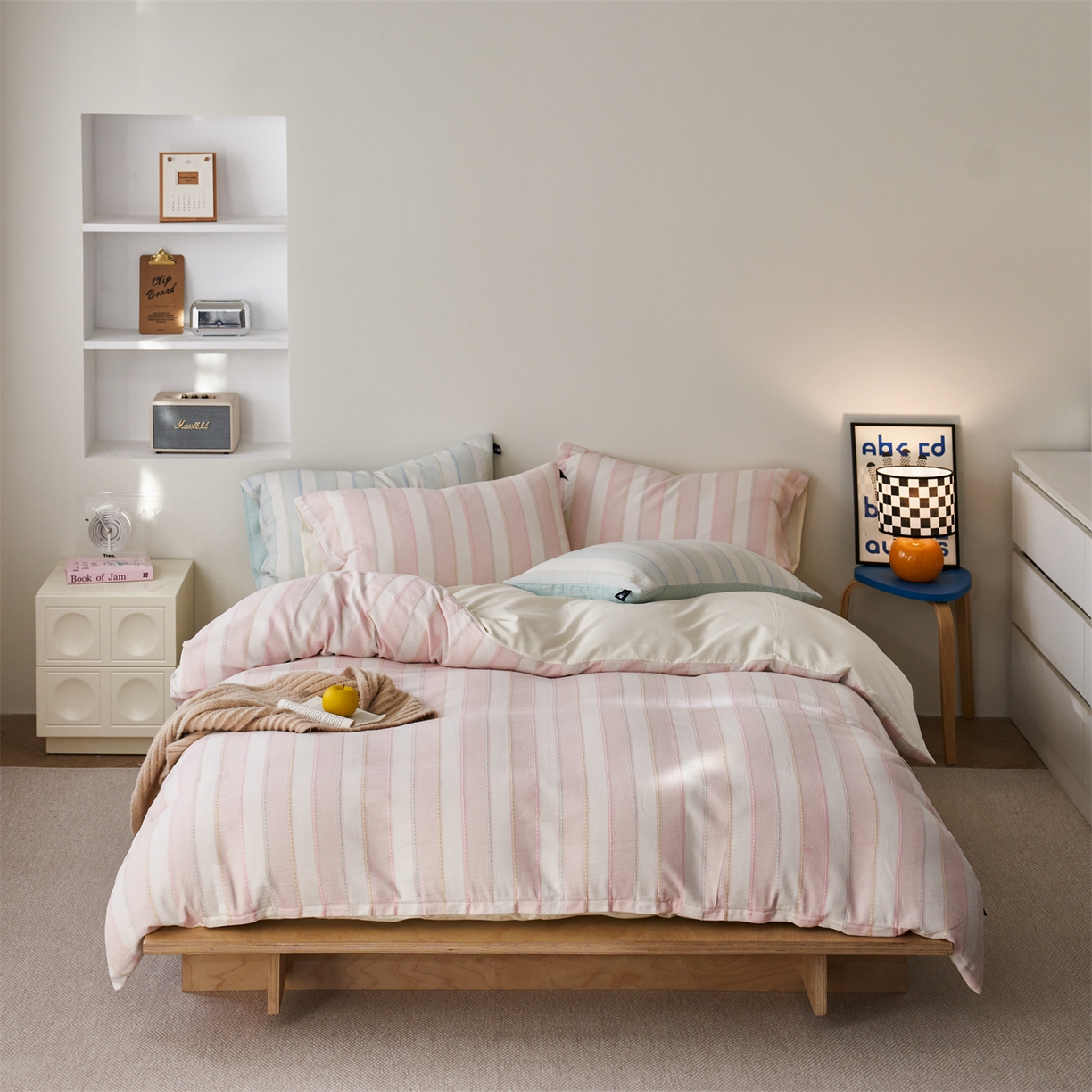 91家纺网 家纺一手货源 找家纺 （总）安莱生活 2026年新款菊花纱缎染纱布全棉提花奶油布丁四件套