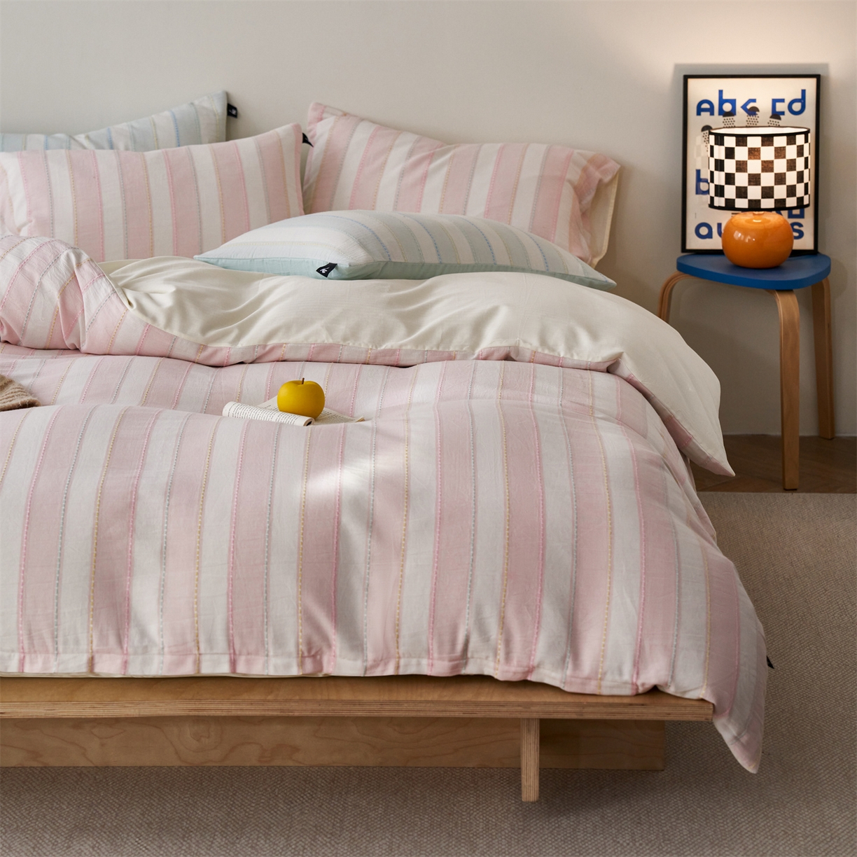 91家纺网 家纺一手货源 找家纺 （总）安莱生活 2026年新款菊花纱缎染纱布全棉提花奶油布丁四件套