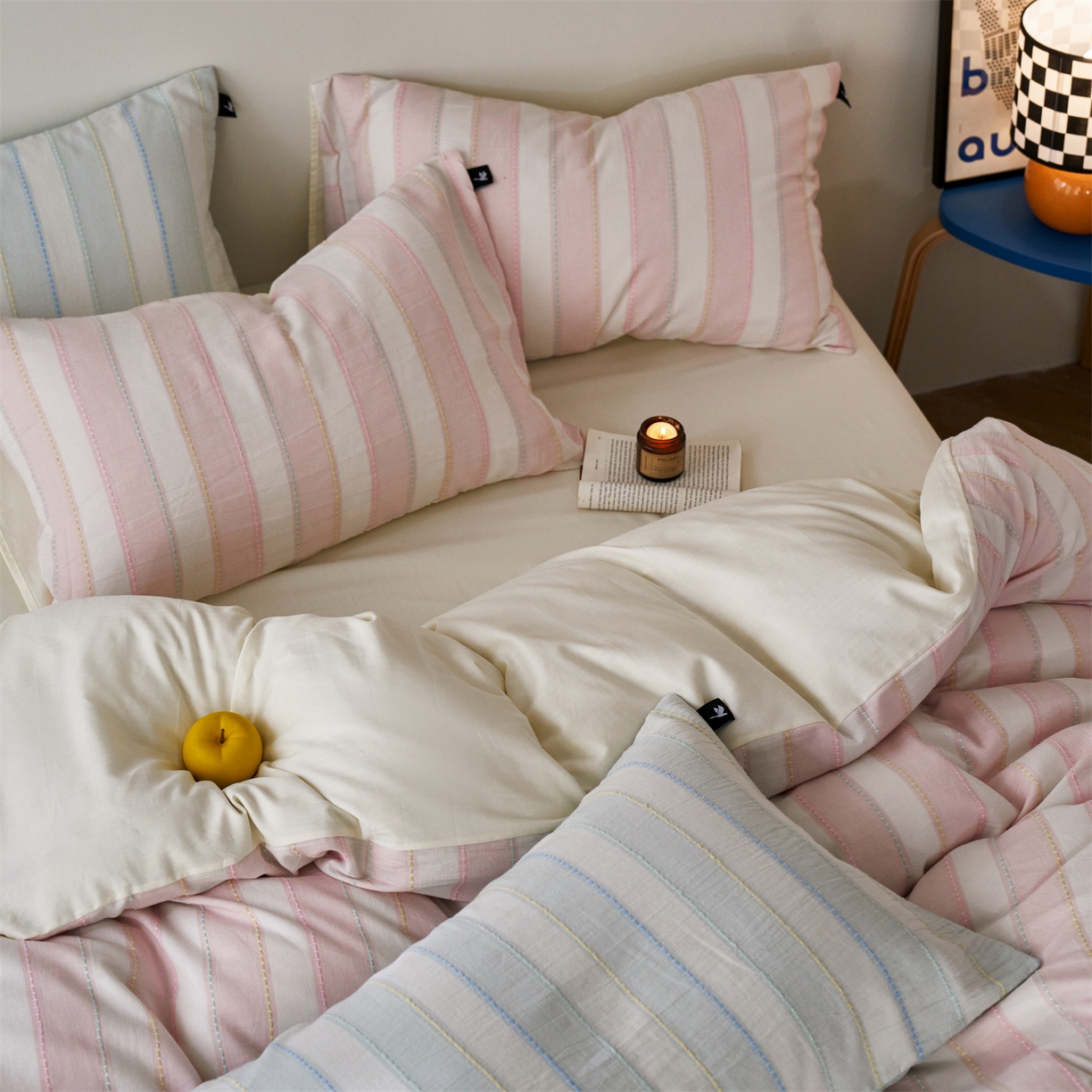 91家纺网 家纺一手货源 找家纺 （总）安莱生活 2026年新款菊花纱缎染纱布全棉提花奶油布丁四件套