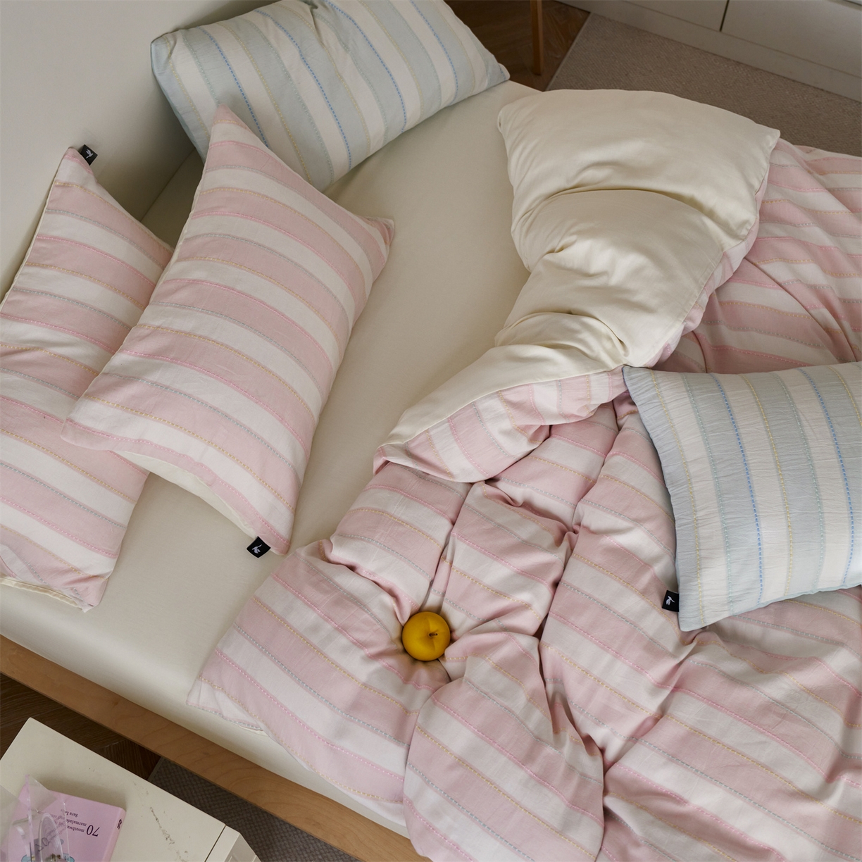 91家纺网 家纺一手货源 找家纺 （总）安莱生活 2026年新款菊花纱缎染纱布全棉提花奶油布丁四件套