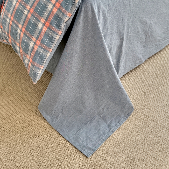 91家纺网 家纺一手货源 找家纺 家贝爱 2026新款全棉纯棉水洗色织被套单件被套单品单被套 海蓝格