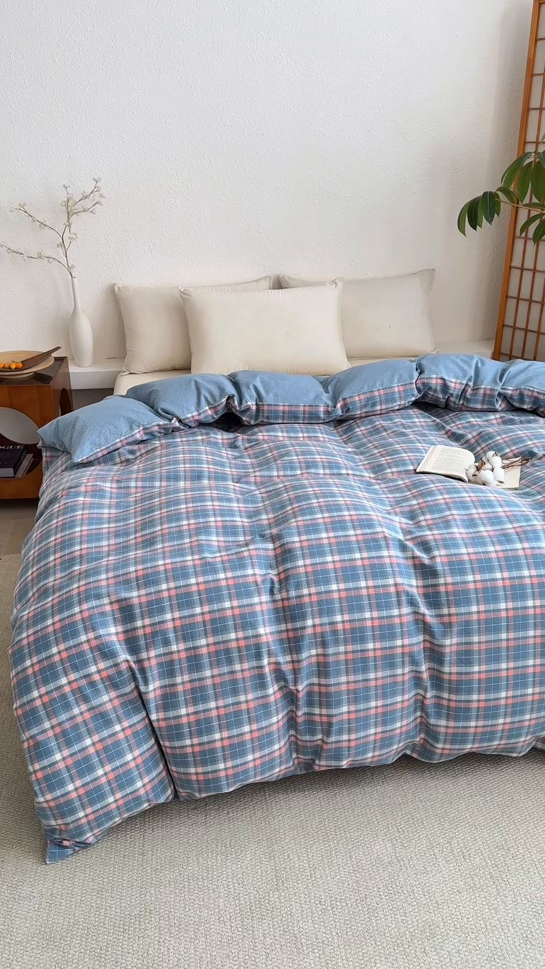 91家纺网 家纺一手货源 找家纺 家贝爱 2026新款全棉纯棉水洗色织被套单件被套单品单被套 海蓝格