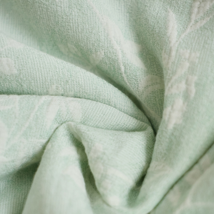 91家纺网 家纺一手货源 找家纺 如一 2026新款60S全棉色织提花三层纱夏被四件套叶蔓系列 叶蔓绿