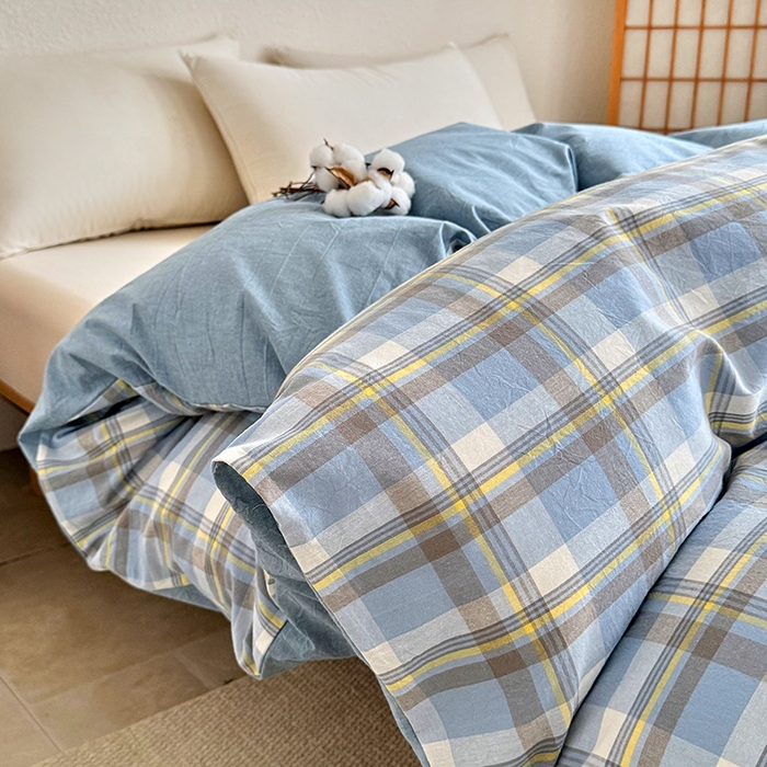 91家纺网 家纺一手货源 找家纺 家贝爱 2026新款全棉纯棉水洗色织被套单件被套单品单被套 简夕格