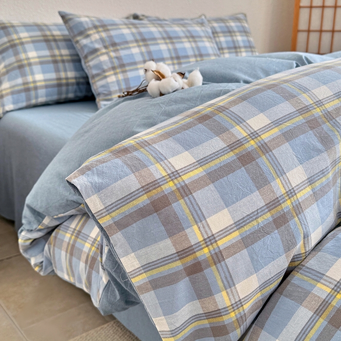 91家纺网 家纺一手货源 找家纺 家贝爱 2026新款全棉纯棉水洗色织被套单件被套单品单被套 简夕格