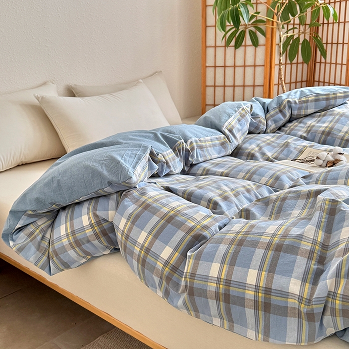 91家纺网 家纺一手货源 找家纺 家贝爱 2026新款全棉纯棉水洗色织被套单件被套单品单被套 简夕格