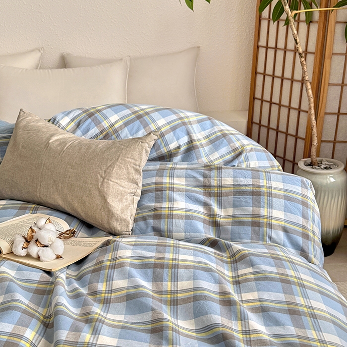 91家纺网 家纺一手货源 找家纺 家贝爱 2026新款全棉纯棉水洗色织被套单件被套单品单被套 简夕格