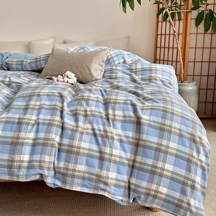 91家纺网 家纺一手货源 找家纺 家贝爱 2026新款全棉纯棉水洗色织被套单件被套单品单被套 简夕格