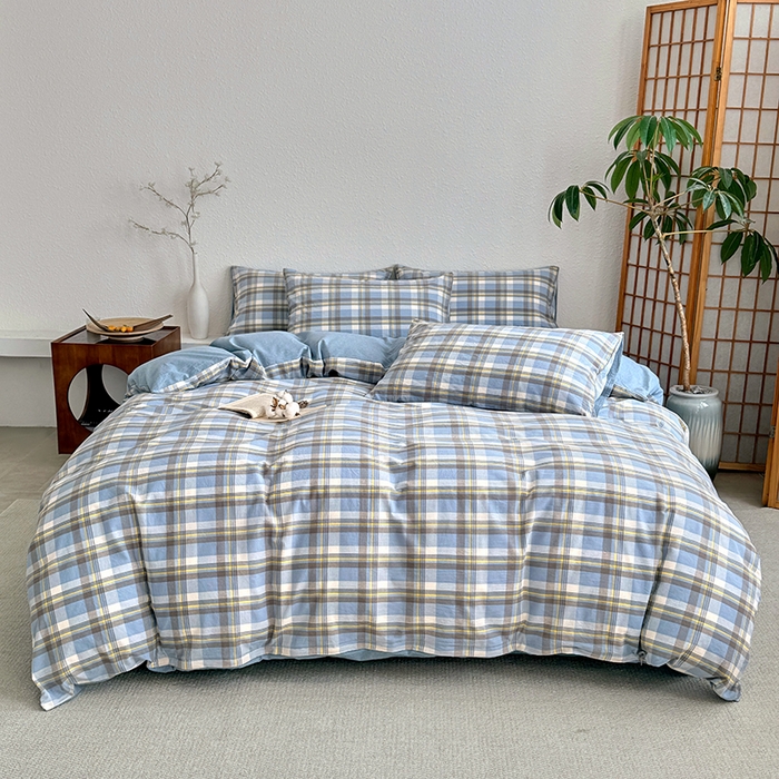 91家纺网 家纺一手货源 找家纺 家贝爱 2026新款全棉纯棉水洗色织被套单件被套单品单被套 简夕格