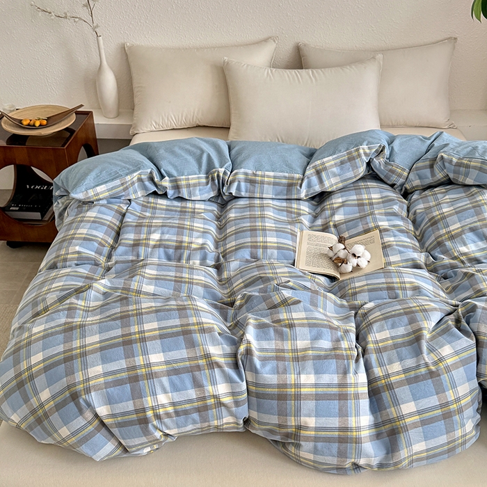 91家纺网 家纺一手货源 找家纺 家贝爱 2026新款全棉纯棉水洗色织被套单件被套单品单被套 简夕格