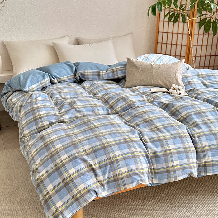 91家纺网 家纺一手货源 找家纺 家贝爱 2026新款全棉纯棉水洗色织被套单件被套单品单被套 简夕格