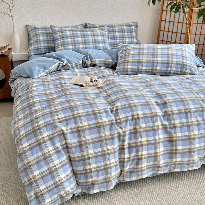 91家纺网 家纺一手货源 找家纺 家贝爱 2026新款全棉纯棉水洗色织被套单件被套单品单被套 简夕格