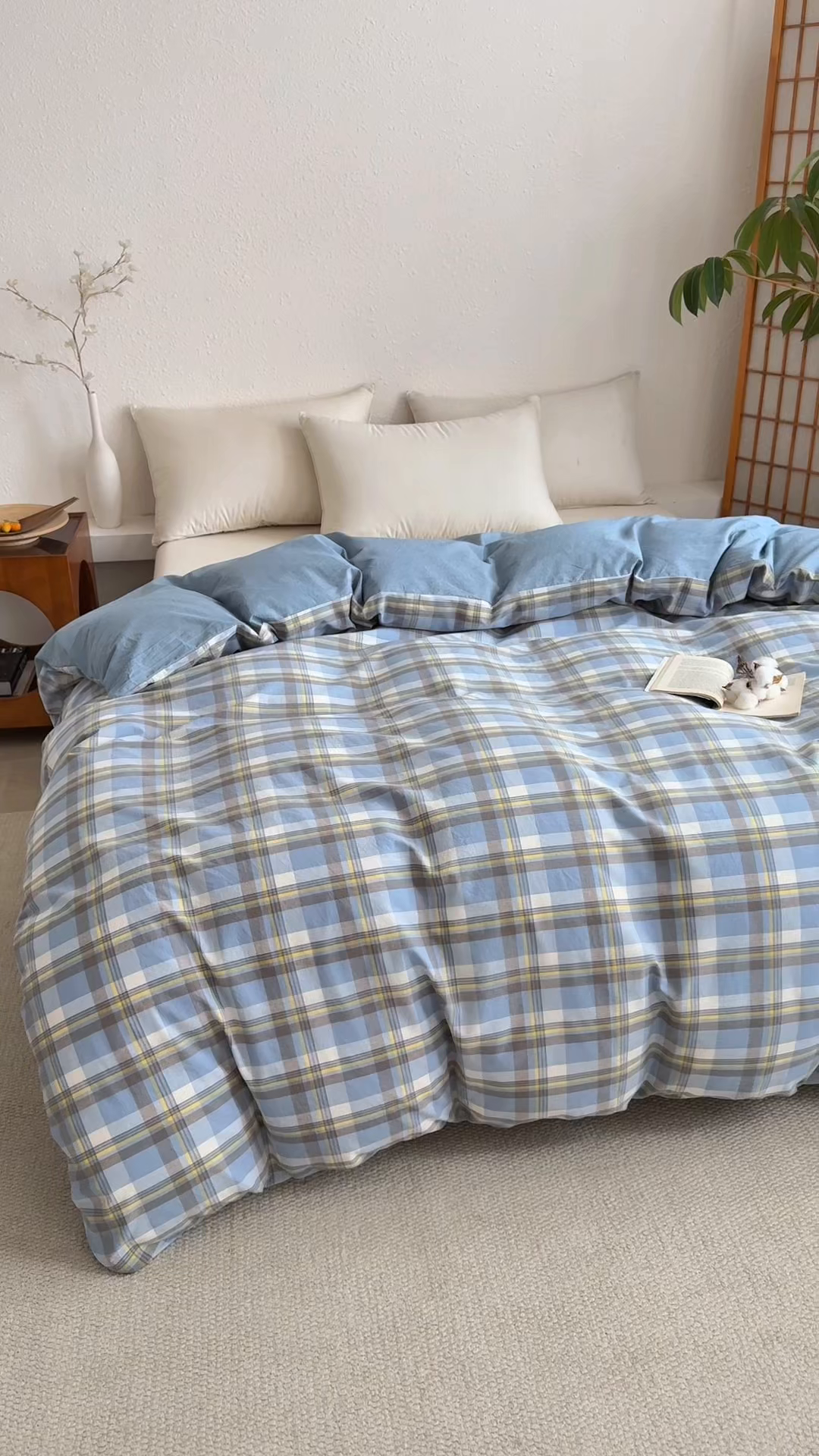 91家纺网 家纺一手货源 找家纺 家贝爱 2026新款全棉纯棉水洗色织被套单件被套单品单被套 简夕格